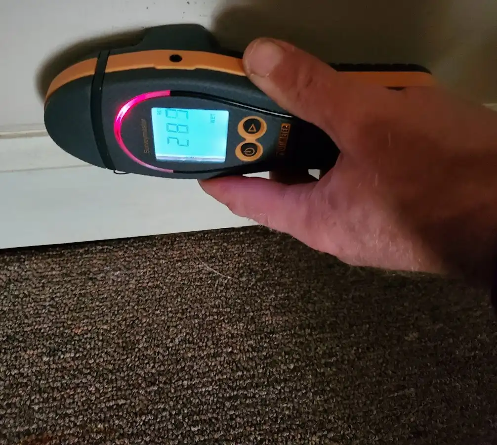 Moisture detection at baseboard during Sewage Cleanup & Sanitation in Chattanooga